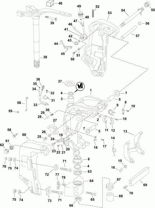 ��������� �������� ����� EVINRUDE E150DPLAAA  - swivel Bracket / ���������� ���������
