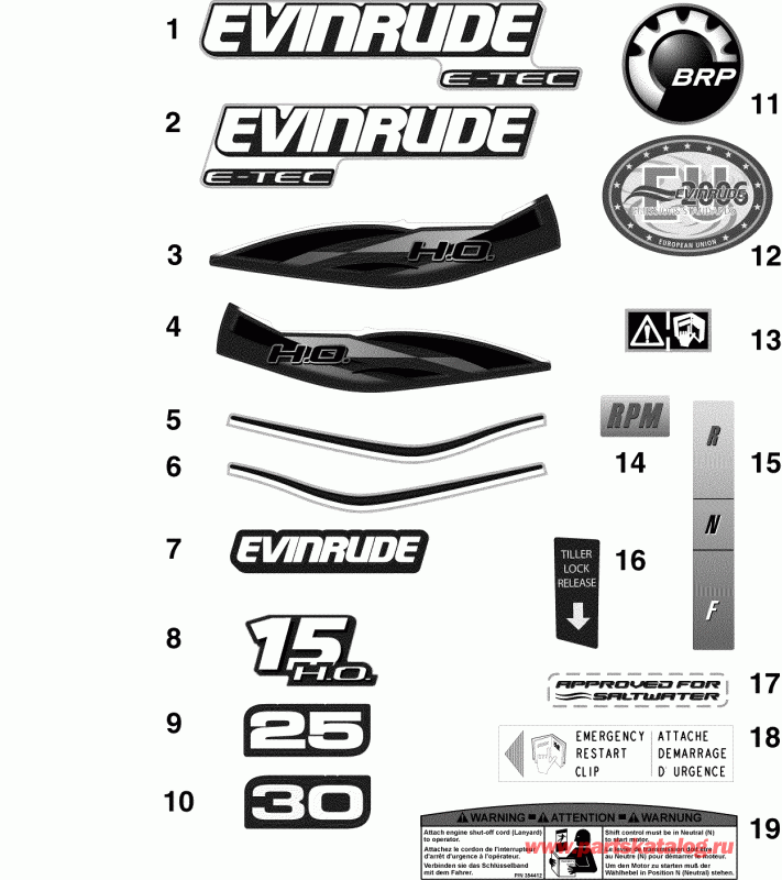   Evinrude E15DHTLAAB  -  - decals