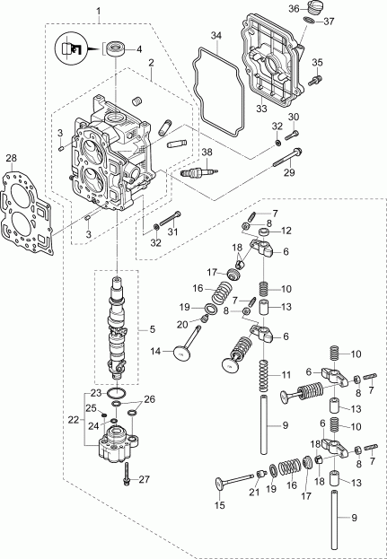 ��������� ��������� EVINRUDE E15RL4AAA  - cylinder Head Assembly