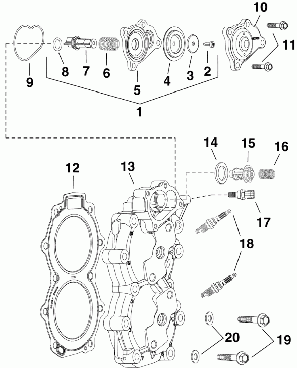 ����� ������� E25DPSLAAA  - ������� ����� �������� & ��������� - cylinder Head & Thermostat