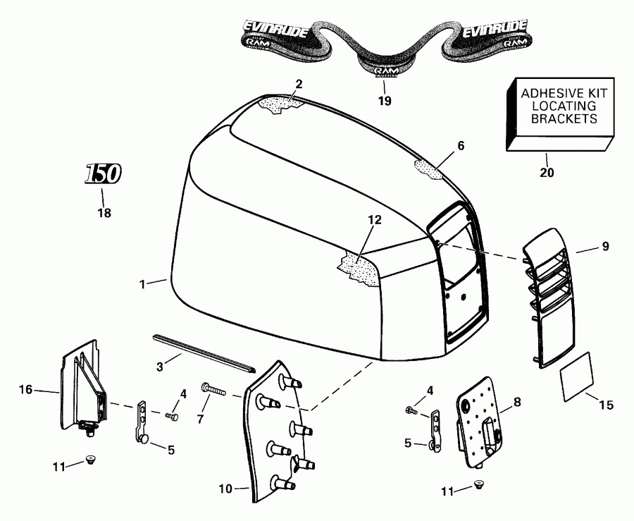    EVINRUDE E135FSLSSS FFI, Elec Start, TNT, 20 IN.   - gine Cover / gine 