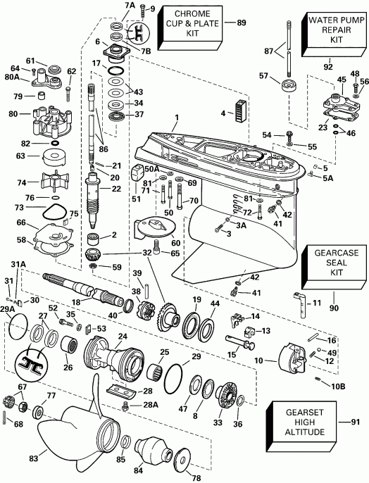 ��������� ����� EVINRUDE E175FPXSSV FFI, Elec Start, TNT, 25 IN.   - �������� Rotation - Fpl, Fl Models / Standard Rotation - Fpl, Fl Models