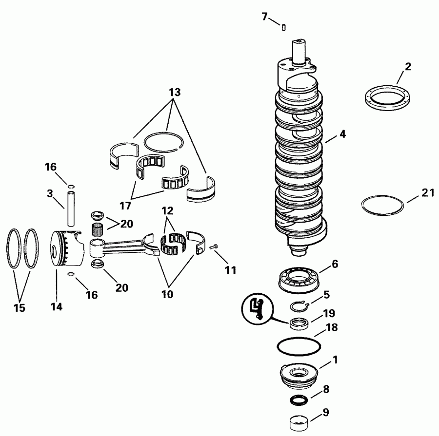 ��������� ����� ������� E175FSLSSC FFI, Elec Start, TNT, 20 IN.   - ankshaft & Pistons