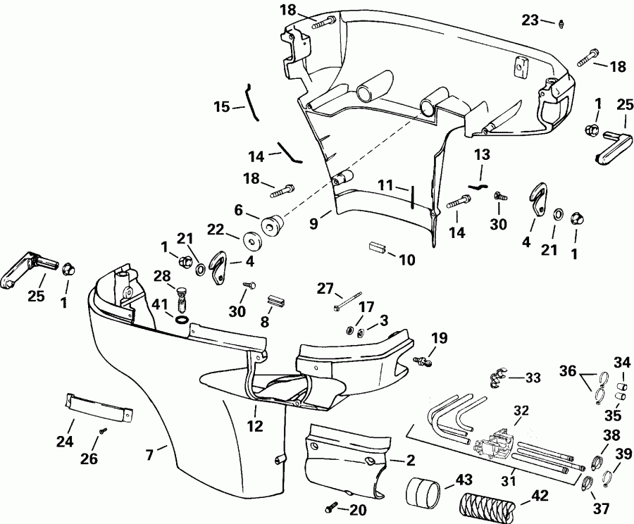 ��������� Evinrude RE150FLSSM FFI, Elec Start, TNT, 20 IN.   - wer Engine Cover - wer ������ ��������� (�����)