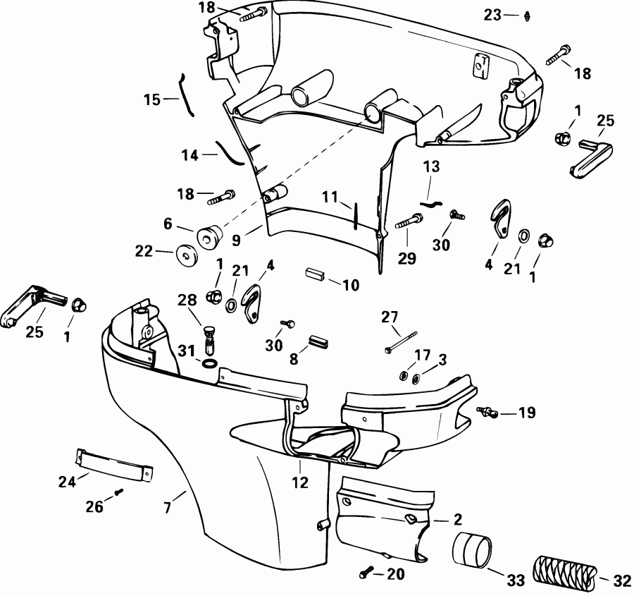 ��������� �������� ����� Evinrude E100WPXSIF commercial, elec start, 25 in  - wer ������ ��������� (�����) / wer Engine Cover