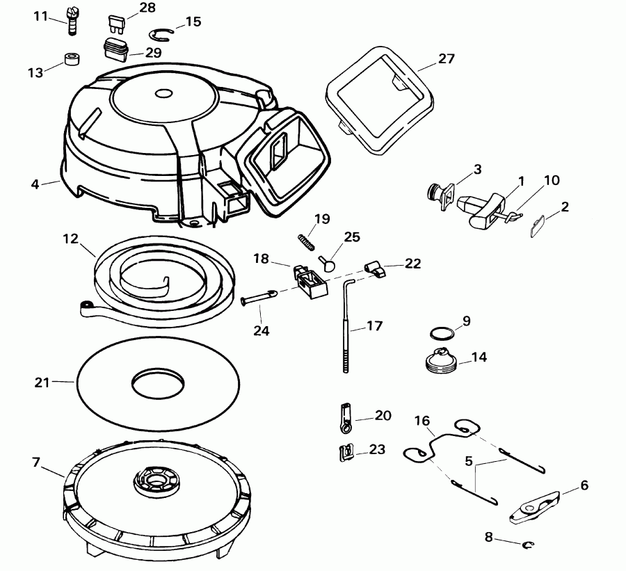  E10R4SID 4-stroke, rope start, tiller, 1  - wind Starter