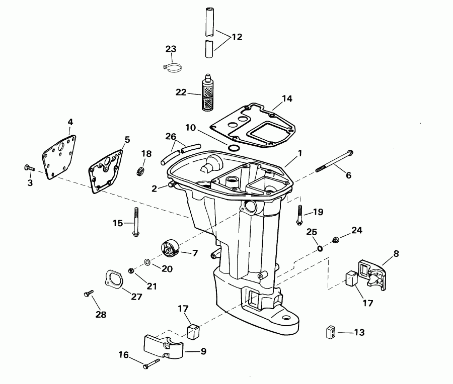 ��������� �������� ����� Evinrude E10RV4SIC 4-stroke, rope start, tiller,   - haust Housing - haust ������