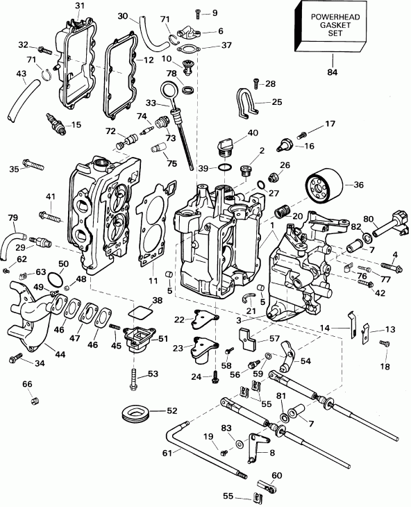 �������� ��������� ����� ������� E15RVL4SIC 4-stroke, elec start, 15 in s  - linder & Crankcase / linder & ������ ���������