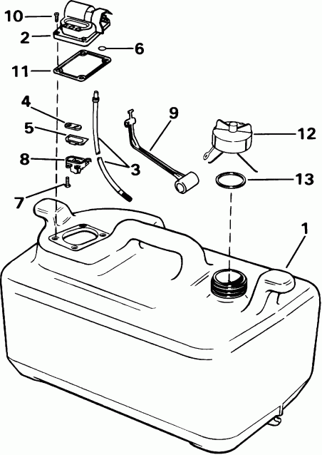 ����� EVINRUDE E15WRLSIR commercial, rope start, tiller  - 6 Gallon (optional)