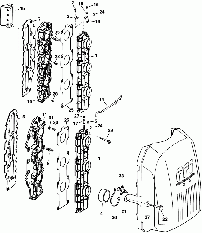  Evinrude E175FCXSIF FFI, elec start, TNT, 25 in s  - take Manifold / take 