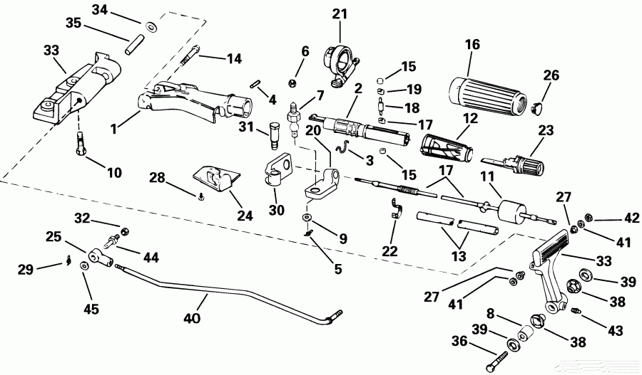 �������� ����� Evinrude E25WRLSIR commercial, rope start, tiller  - ee������ & ������������� Handle