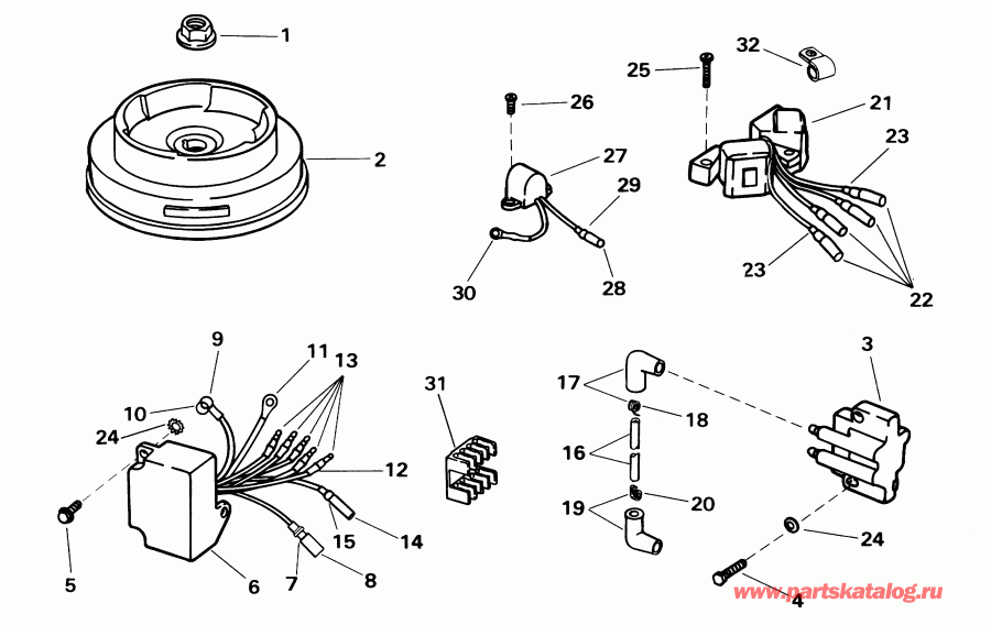   Evinrude E8R4SIE 4-stroke, rope start, tiller, 15  - nition / nition