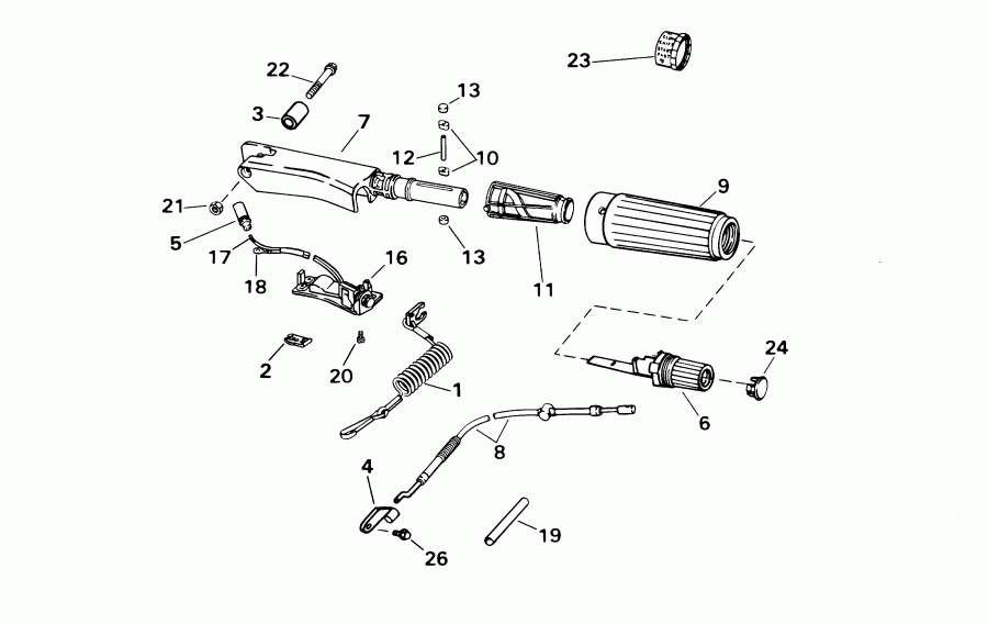 ��������� Evinrude E8RVL4SIC 4-stroke, rope start, tiller,   - ee������ Handle