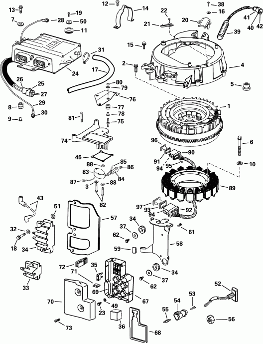 ��������� ��������� Evinrude RE135FLSIF FFI, elec start, TNT, 20 in s  - ectrical System - ectrical System