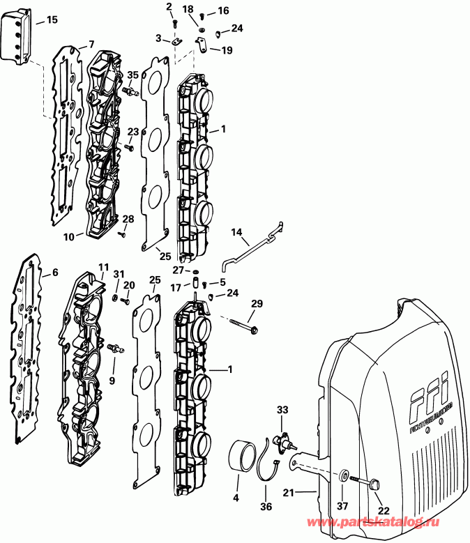  EVINRUDE RE135FLSIF FFI, elec start, TNT, 20 in s  - take Manifold