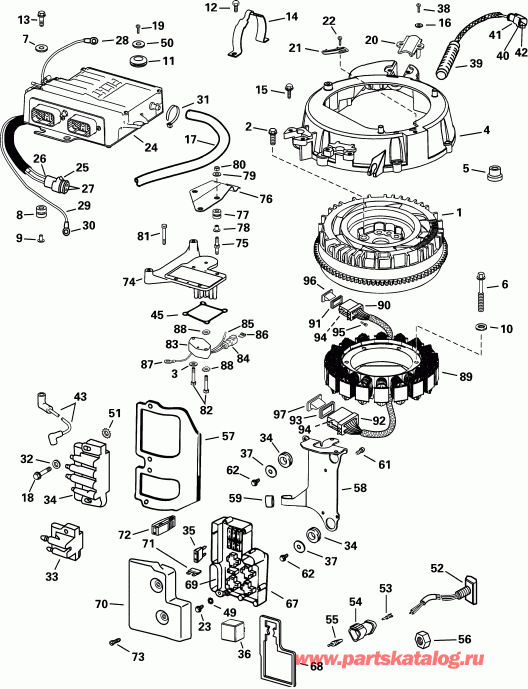 �������� ��������� ����� Evinrude RE135FXSIF FFI, elec start, TNT, 25 in s  - ectrical System - ectrical System