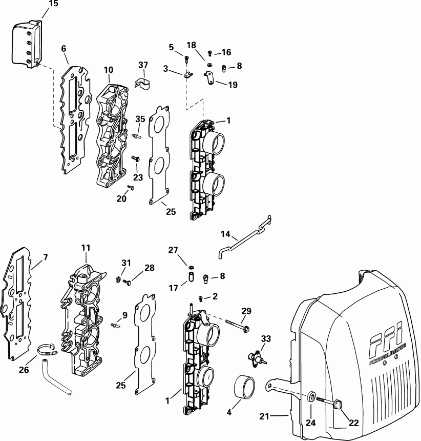 ����� Evinrude RE90FPLSIF FFI, elec start, TNT, 20 in s  - take ��������� - take Manifold