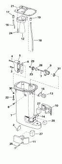   Evinrude SE15BASIR rope start, tiller, 15 in shaf  - haust Housing
