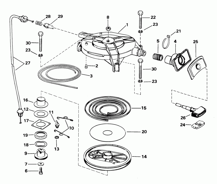    SE25RDSIE rope start, tiller, 15 in shaf  - wind 