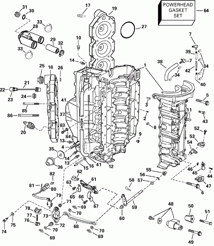   Evinrude E150FCXSNF Ficht Fuel Injection, 25 in.,  - linder &   - linder & Crankcase