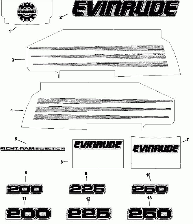  EVINRUDE E225FPXSNF Ficht RAM Injection, 25 in. s  - White Models -  Models