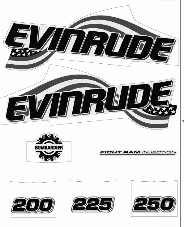   Evinrude E200FHLSTS  -  Flag Set