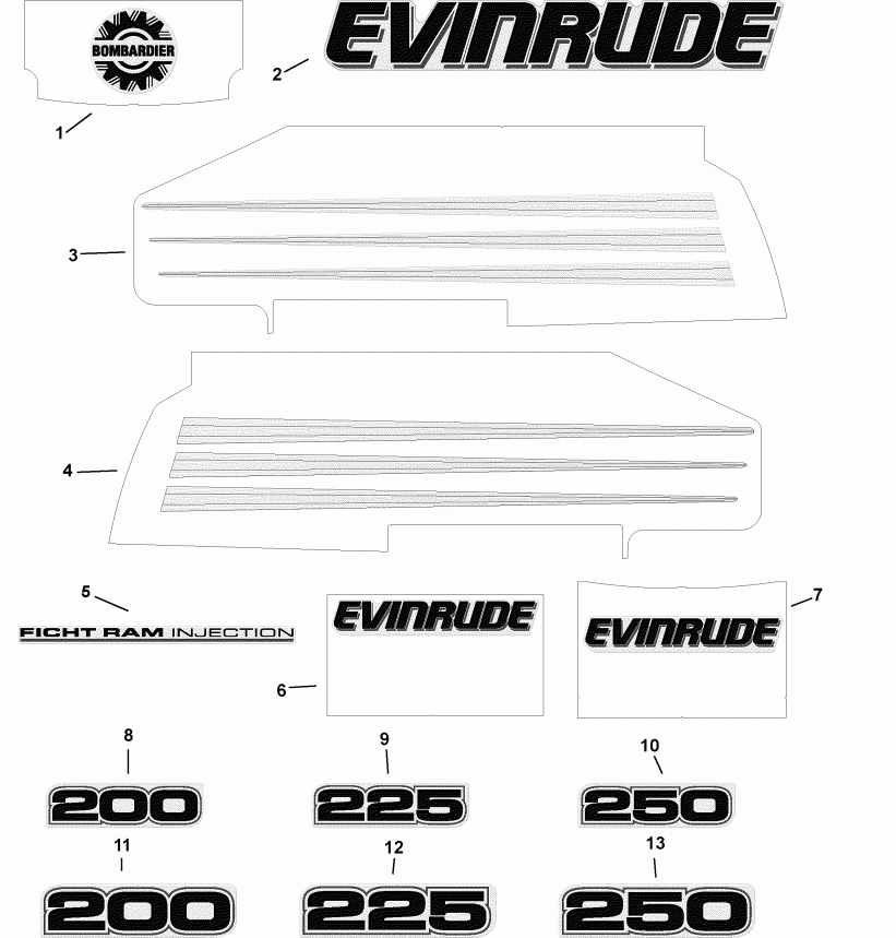   Evinrude E200FHLSTS  - White Models -  Models