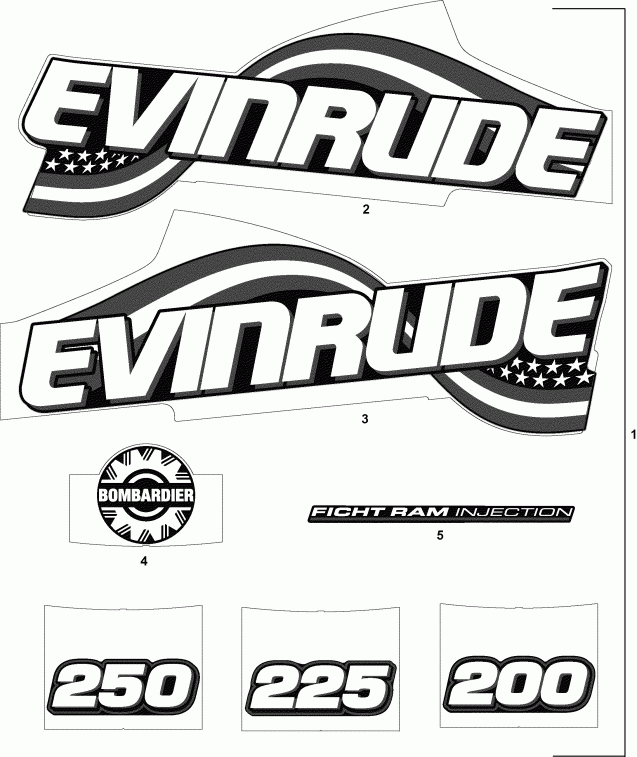    EVINRUDE E200FPXSTM  -  Flag Set / Blue Flag Set