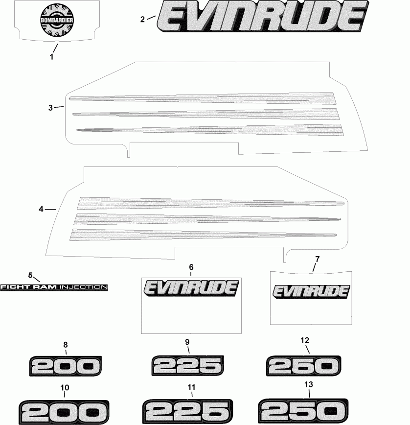   EVINRUDE E250FCZSTA  - Blue Models