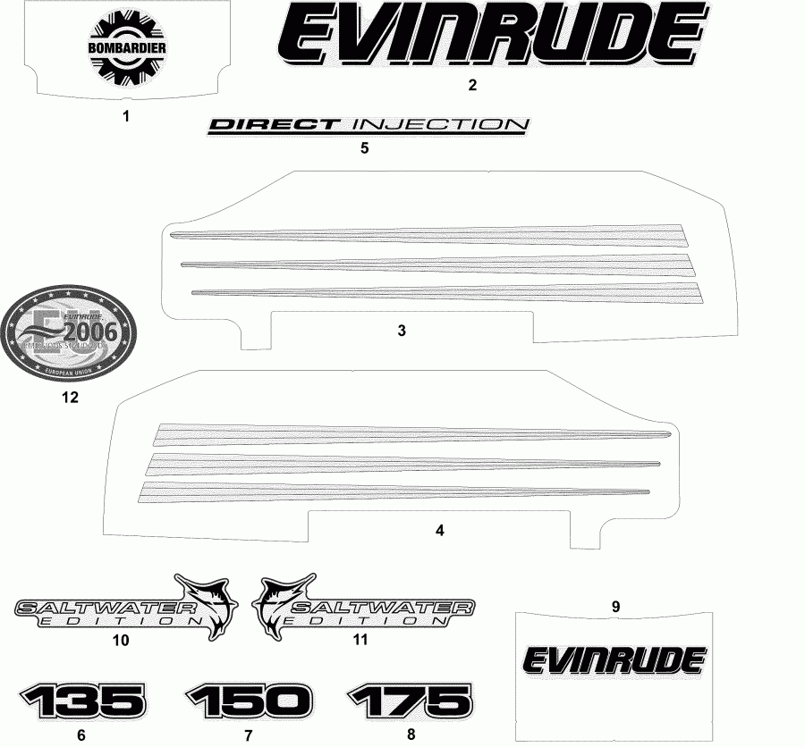  EVINRUDE E150FPLSRS  - cals  Models - cals White Models
