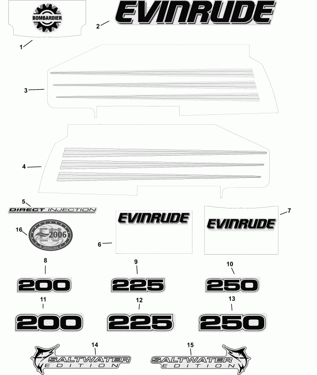    Evinrude E200FPXSRB  - White Models -  Models