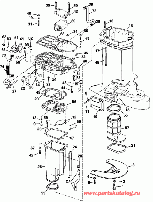 ��������� EVINRUDE E225FCZSRB  - haust Housing / haust ������