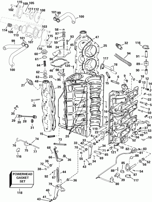  Evinrude E225FPXSRB  - linder & Crankcase