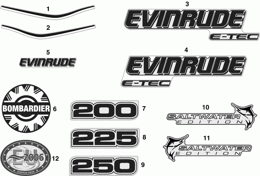   Evinrude E250DPLSOC  - cals  Models / cals White Models