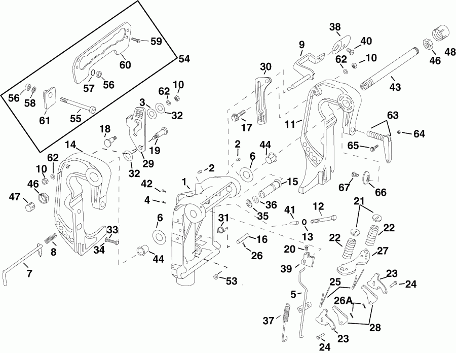 ����� Evinrude E40DELSOR  - ivel Bracket (dr, De, W Models) - ivel ��������� (dr, De, W Models)