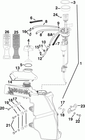 �������� ��������� ����� EVINRUDE E40DPLSOR  - l Tank & ����� - l Tank & Pump