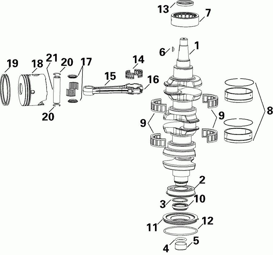 ��������� ��������� ������� E90DSLSOC  - ank��� & ������ / ankshaft & Pistons