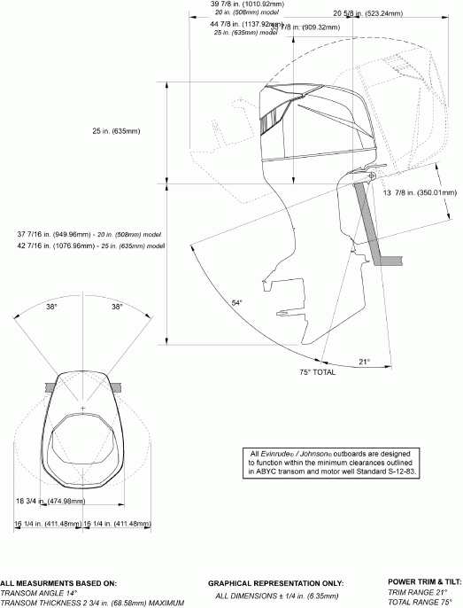  Evinrude E150FPXSDR  - ofile Drawing / ofile Drawing