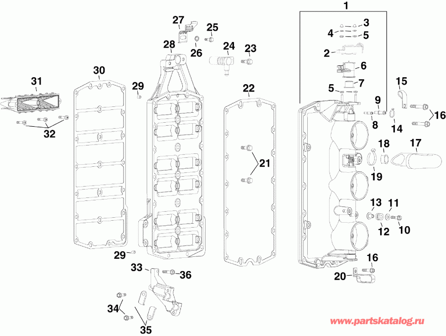 ��������� �������� ����� Evinrude E225DCXSDR  - take ��������� Assembly / take Manifold Assembly