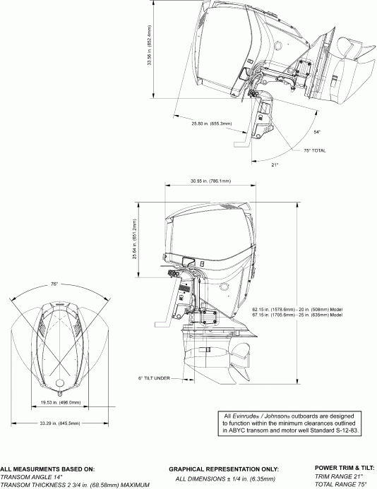 ��������� Evinrude E200DCXSUF  - ofile Drawing / ofile Drawing