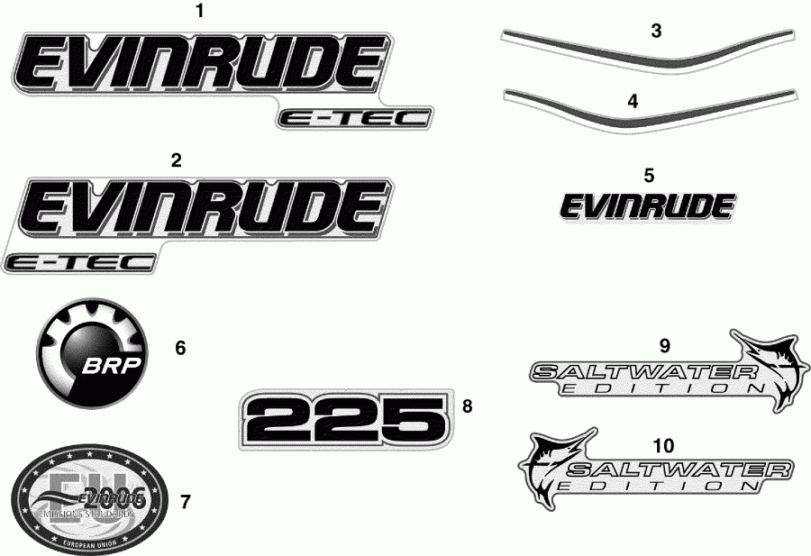    Evinrude E225DPZSUA  - cals / cals
