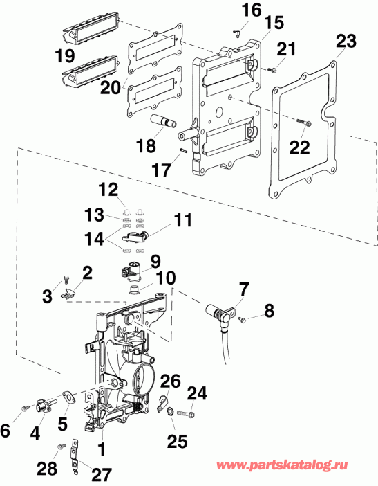 ����� EVINRUDE E50DPLSUM  - take ��������� Assembly / take Manifold Assembly