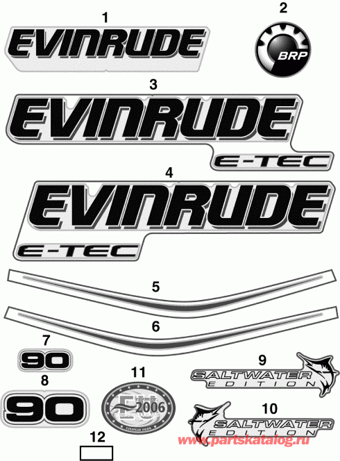   EVINRUDE E90DSLSUA  - cals  Models