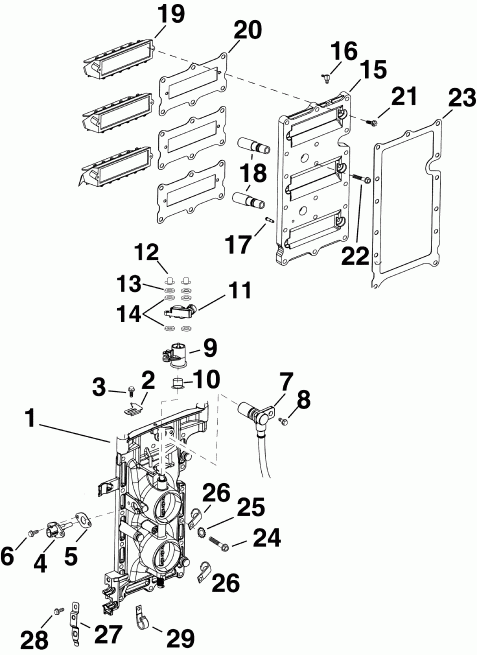 ��������� ��������� EVINRUDE E90DSLSUA  - take Manifold Assembly