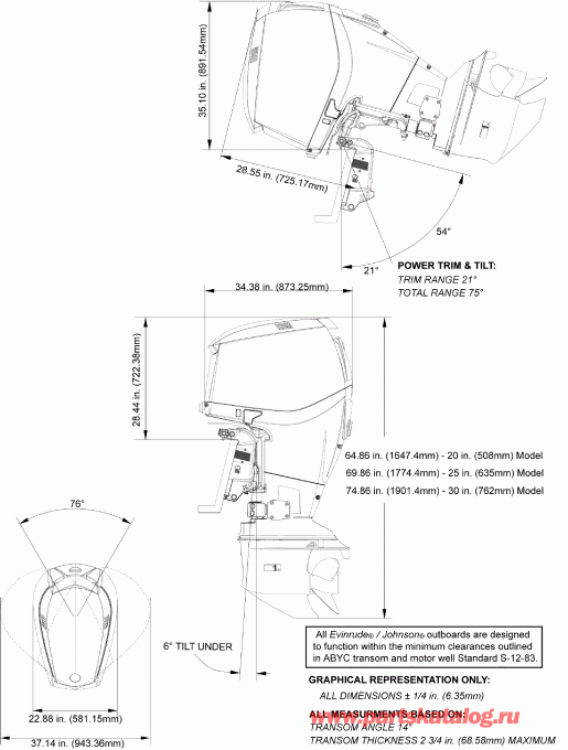��������� Evinrude E225DHXSCH  - ofile Drawing - ofile Drawing
