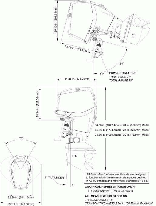   Evinrude E250DPXSCF  - ofile Drawing