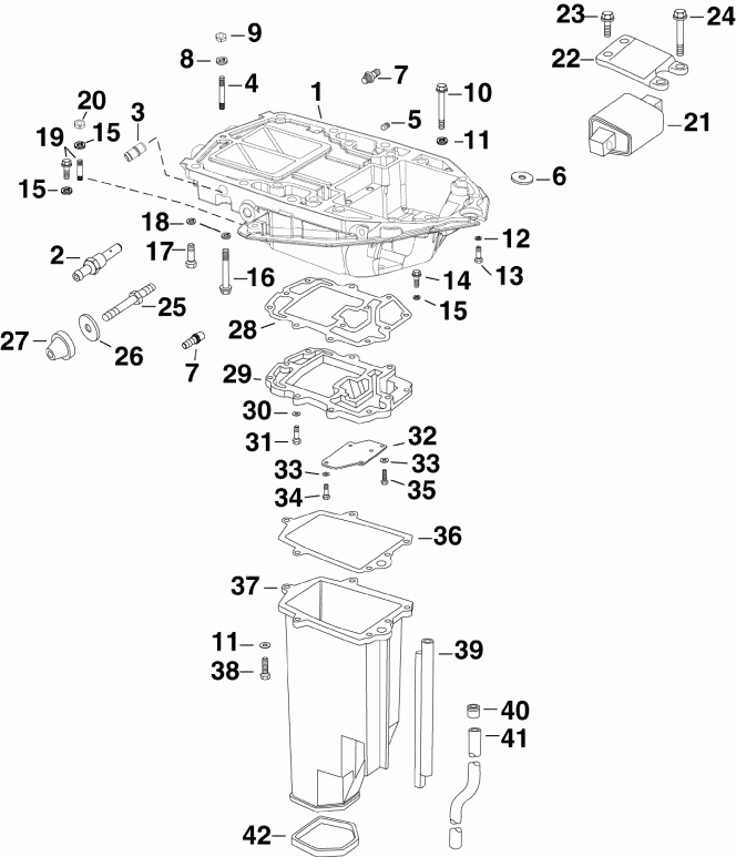 ����� EVINRUDE E250DPZSCH  - haust ������ Inner / haust Housing Inner