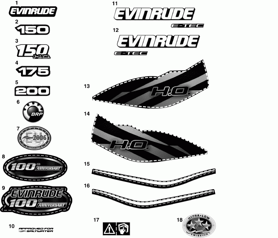  EVINRUDE E150DBXSEA  - cals