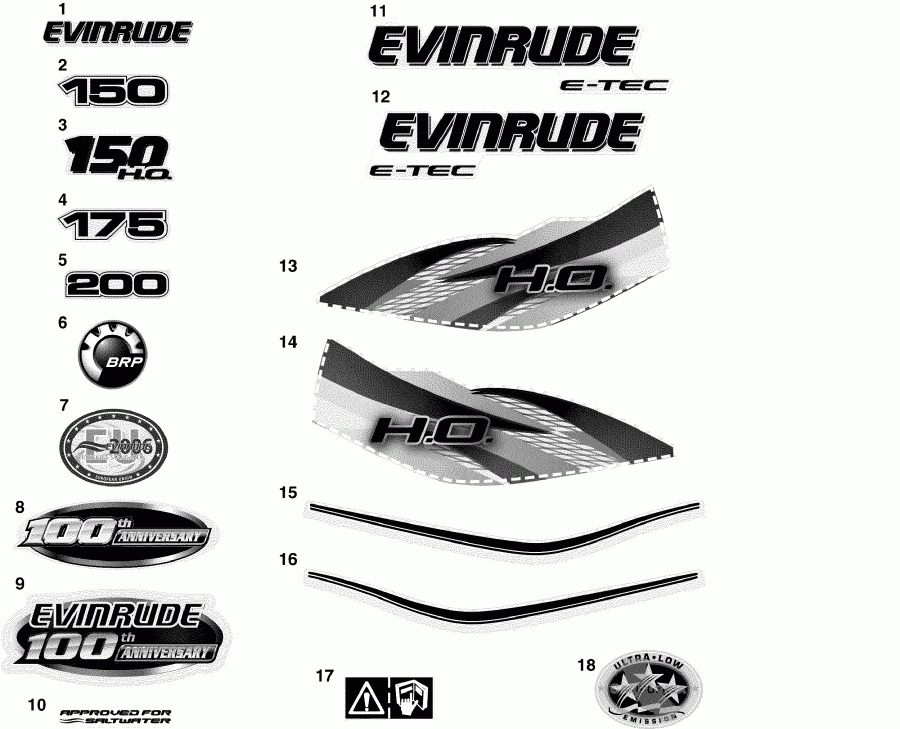   EVINRUDE E150HSLSEC  - cals / cals