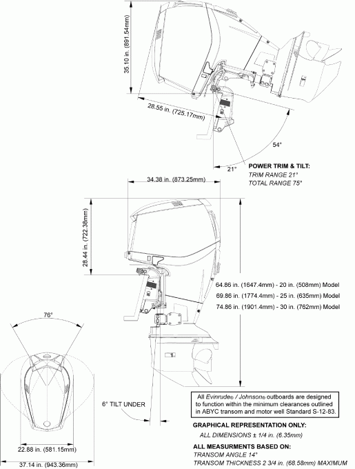   EVINRUDE E225DCXSEB  - ofile Drawing